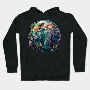 Two beautiful mermaids under water. Hoodie